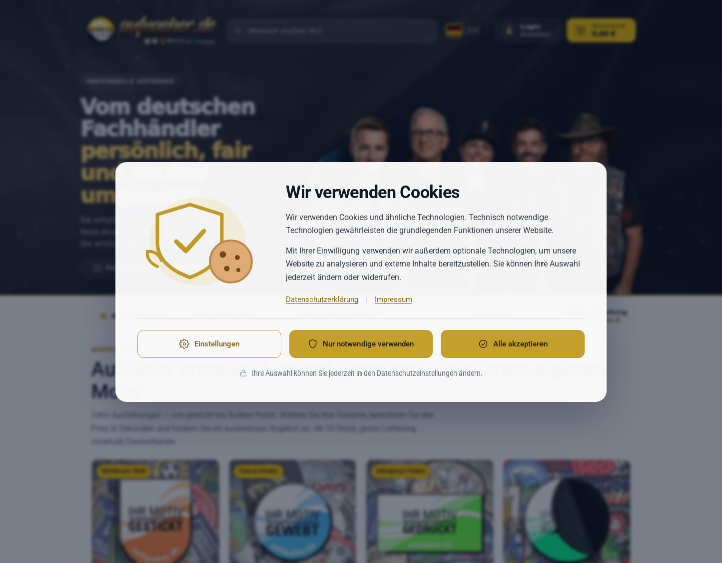 Aktuelle Website-Vorschau von Aufnäher mit eigenem Motiv kaufen