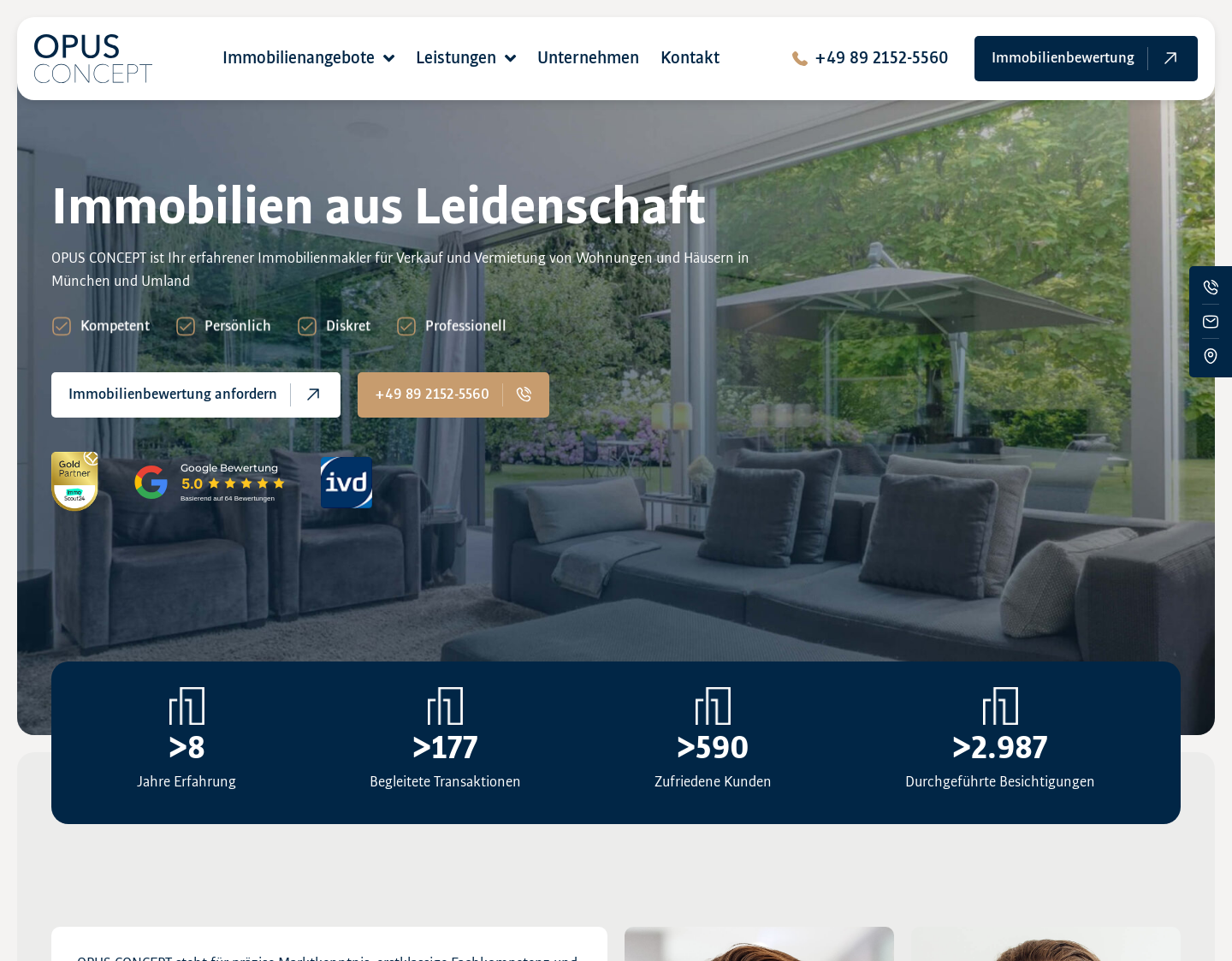 Aktuelle Website-Vorschau von OPUS CONCEPT Immobilien GmbH