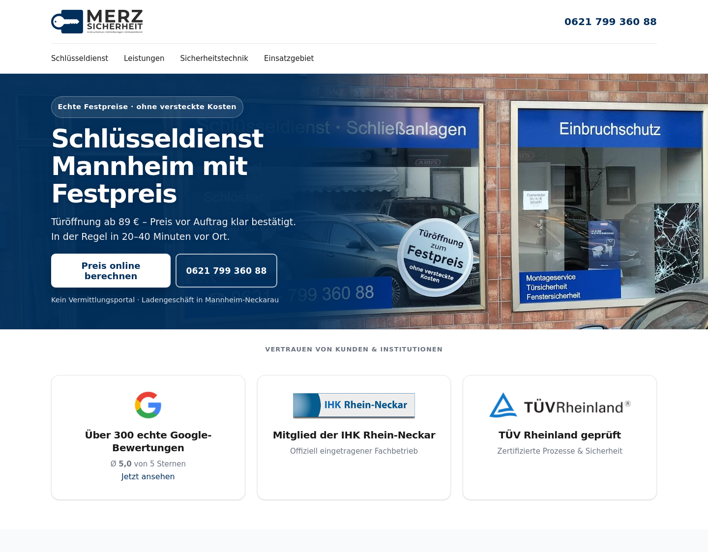 Aktuelle Website-Vorschau von Merz Sicherheit ? Einbruchschutz