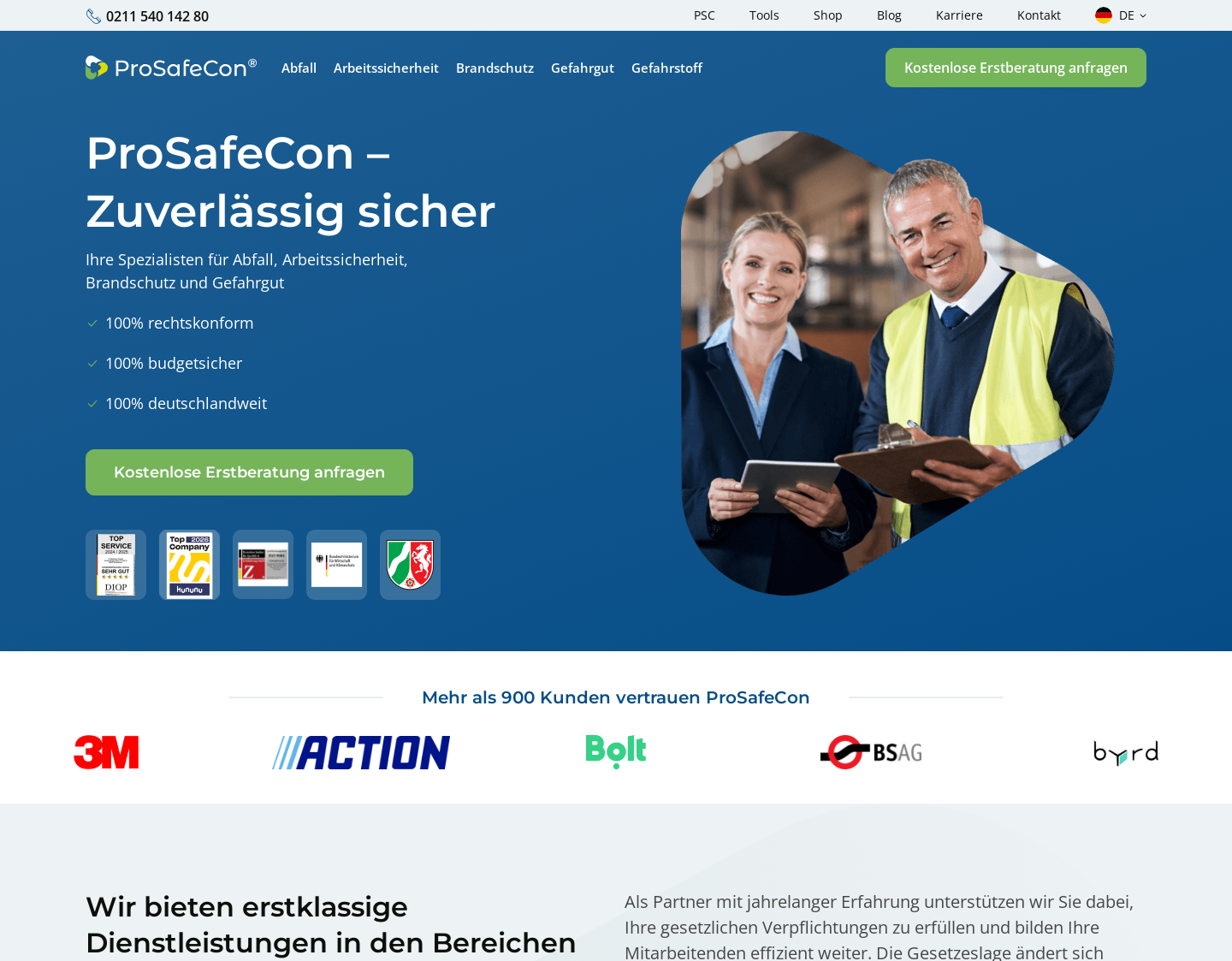 Aktuelle Website-Vorschau von ProSafeCon GmbH