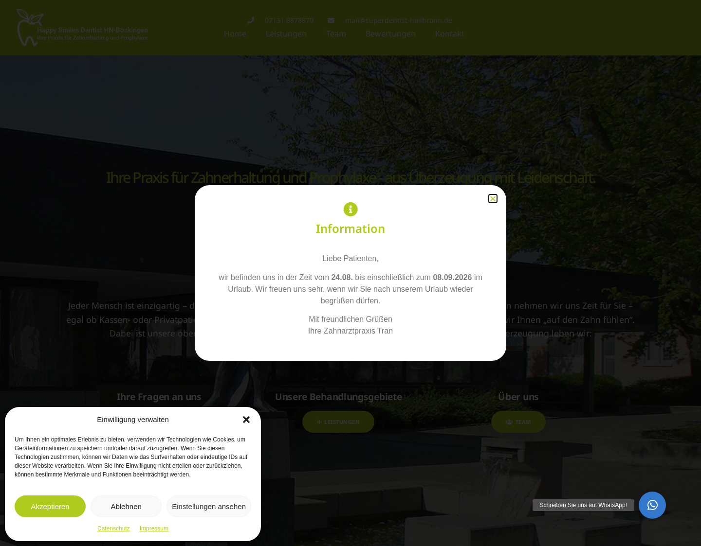 Aktuelle Website-Vorschau von Zahnarzt Dr. D. P. Tran