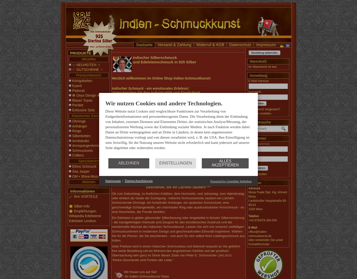 Aktuelle Website-Vorschau von Indien-Schmuckkunst