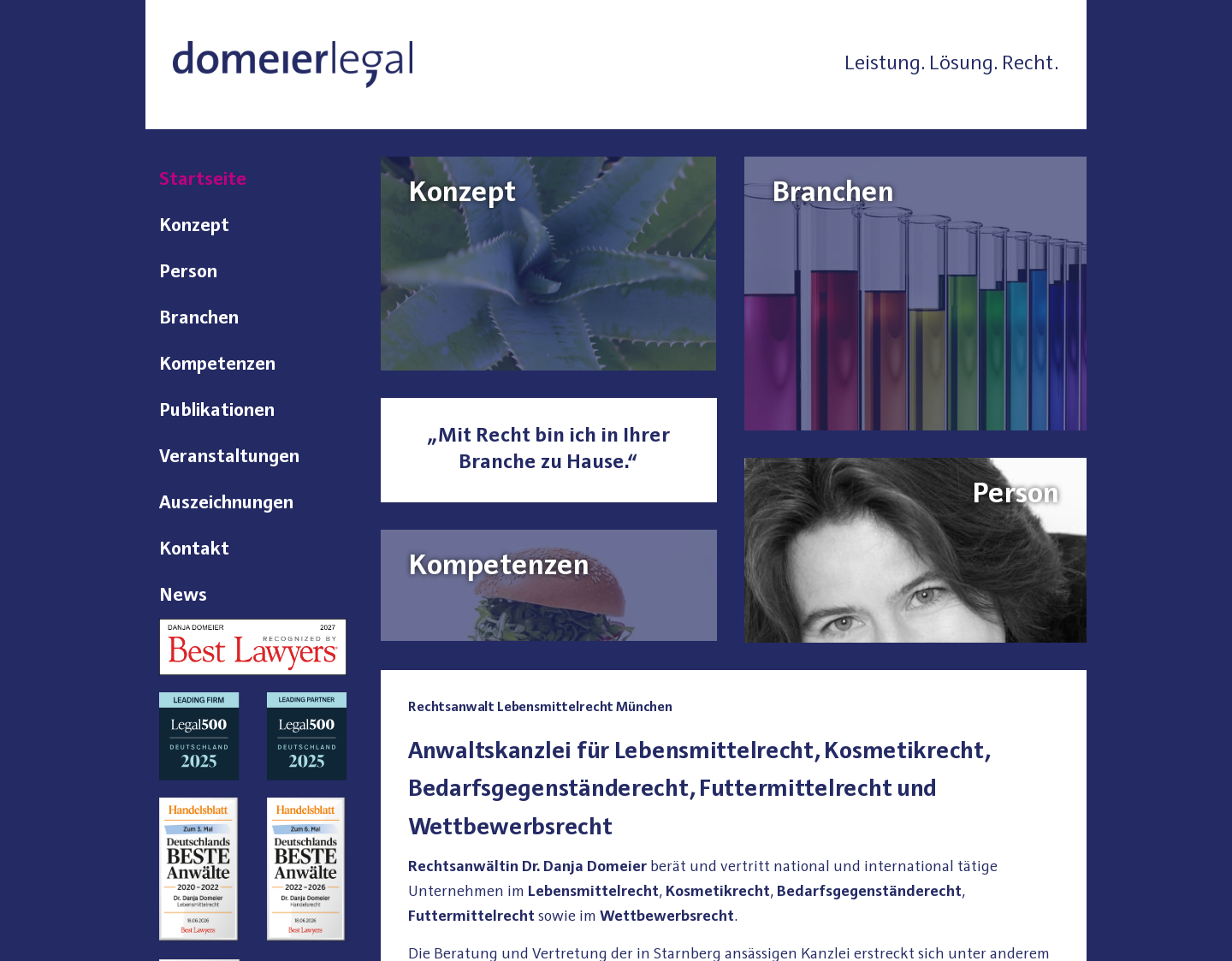 Aktuelle Website-Vorschau von Rechtsanwältin Dr. Danja Domeier