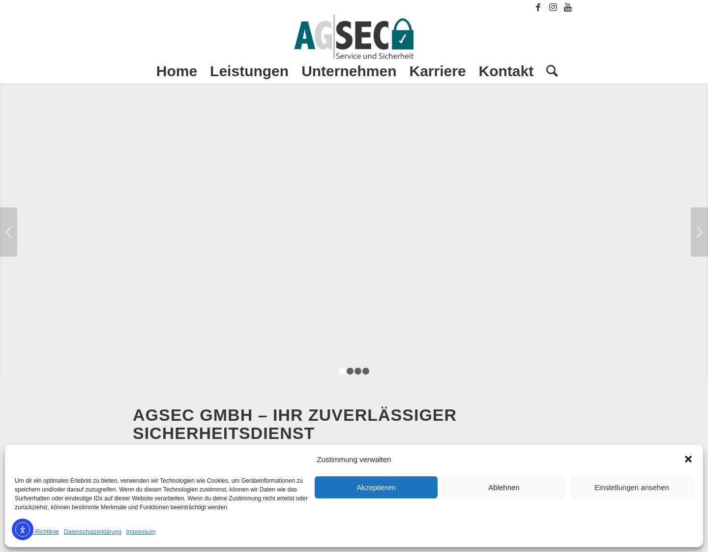 Aktuelle Website-Vorschau von AGSEC GmbH - Sicherheitsdienst
