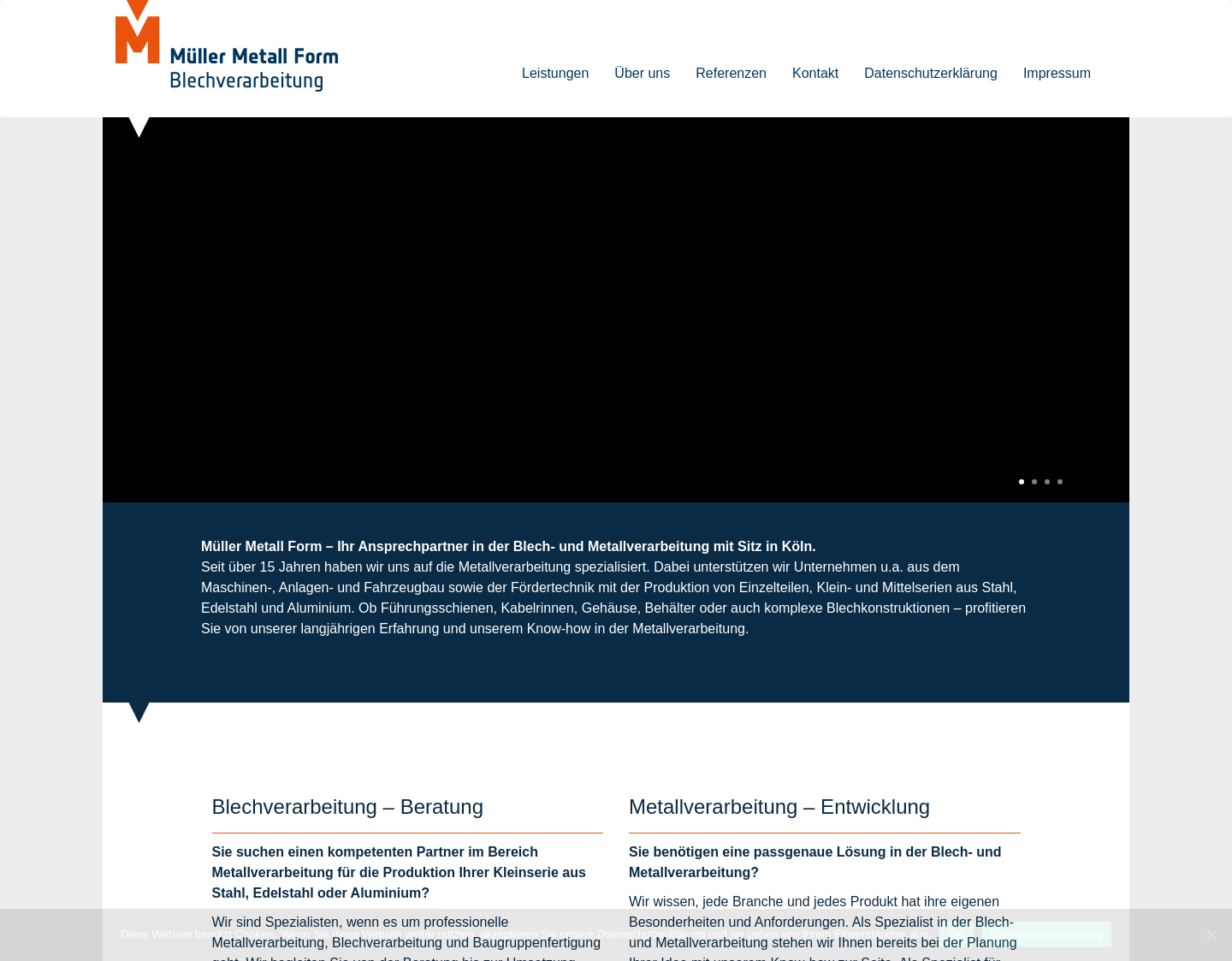 Aktuelle Website-Vorschau von Müller Metall Form