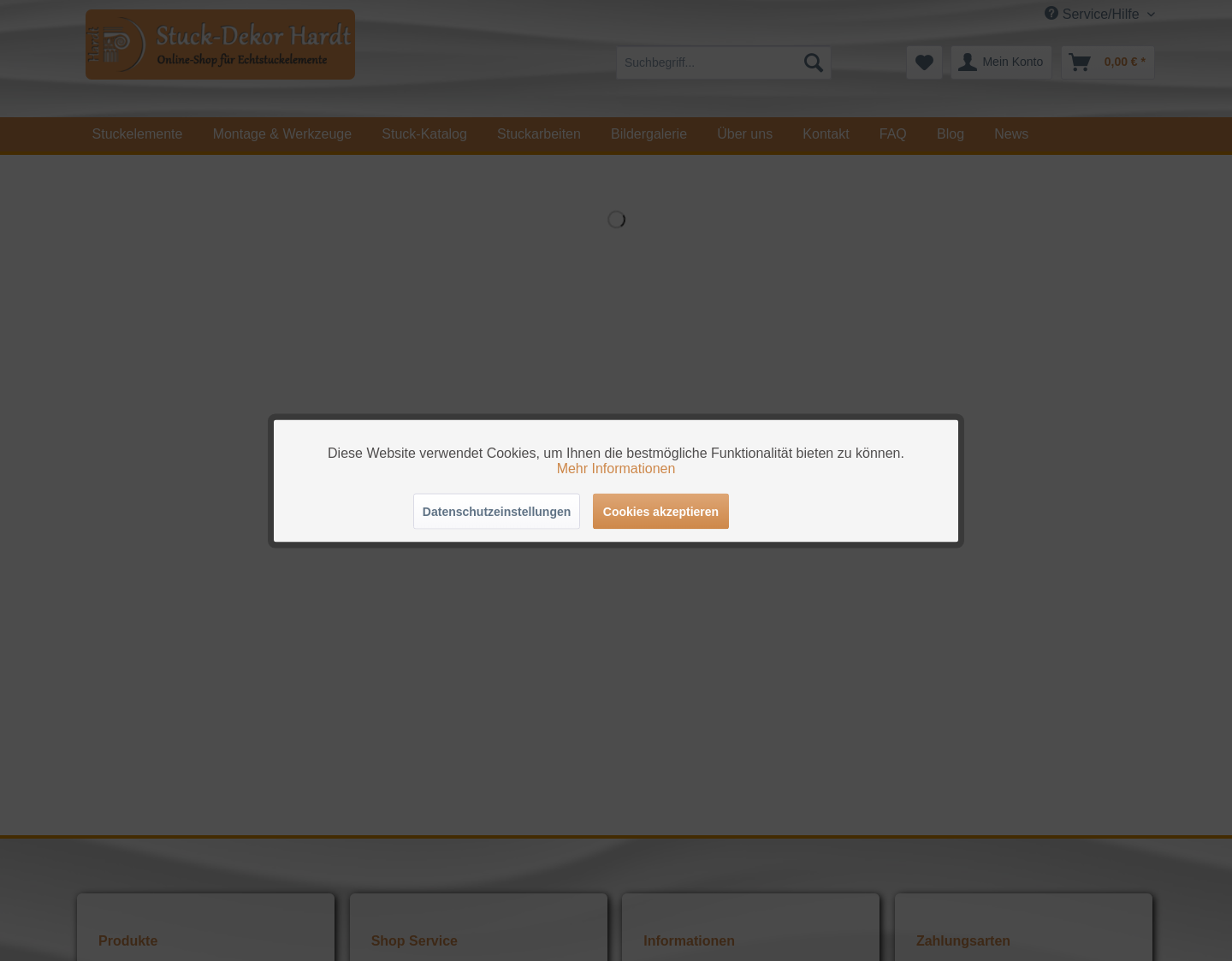 Aktuelle Website-Vorschau von Hersteller von Stuckleisten und Stuckelementen
