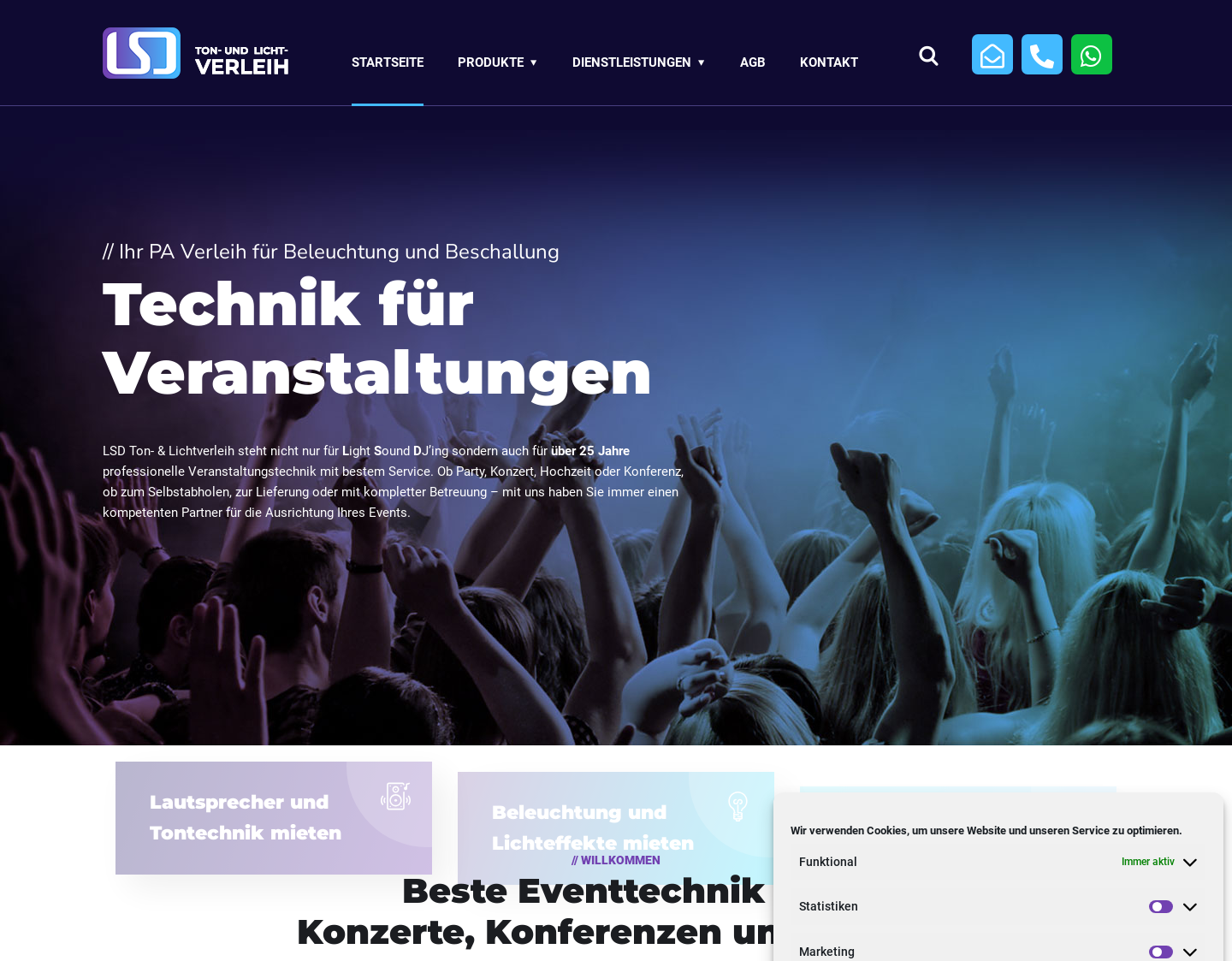 Aktuelle Website-Vorschau von LSD Ton- & Lichtverleih