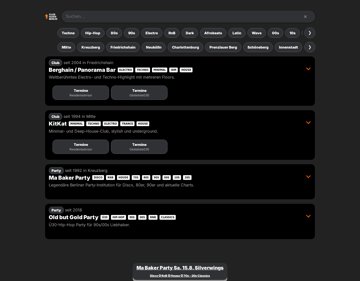 Aktuelle Website-Vorschau von Clubguideberlin