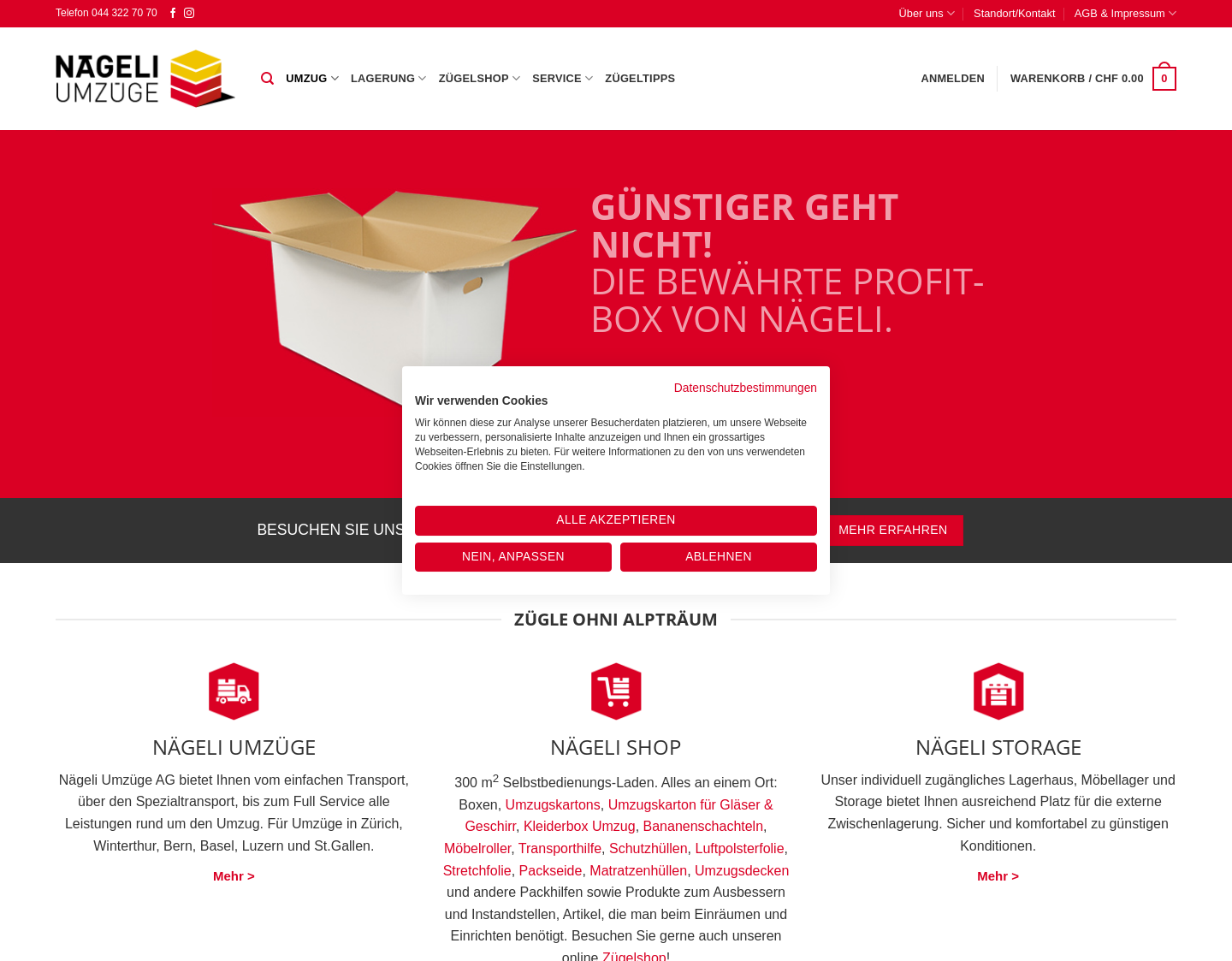 Aktuelle Website-Vorschau von Umzüge in der Schweiz