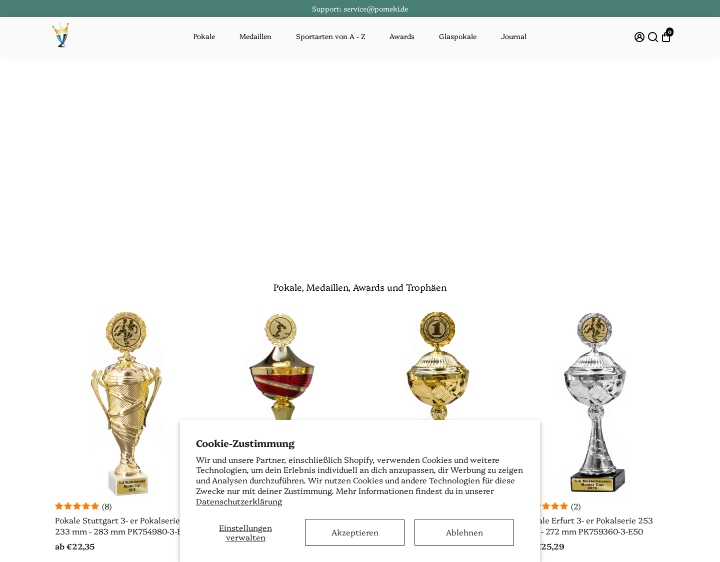 Aktuelle Website-Vorschau von POMEKI.de Onlineshop Pokale - Medaillen