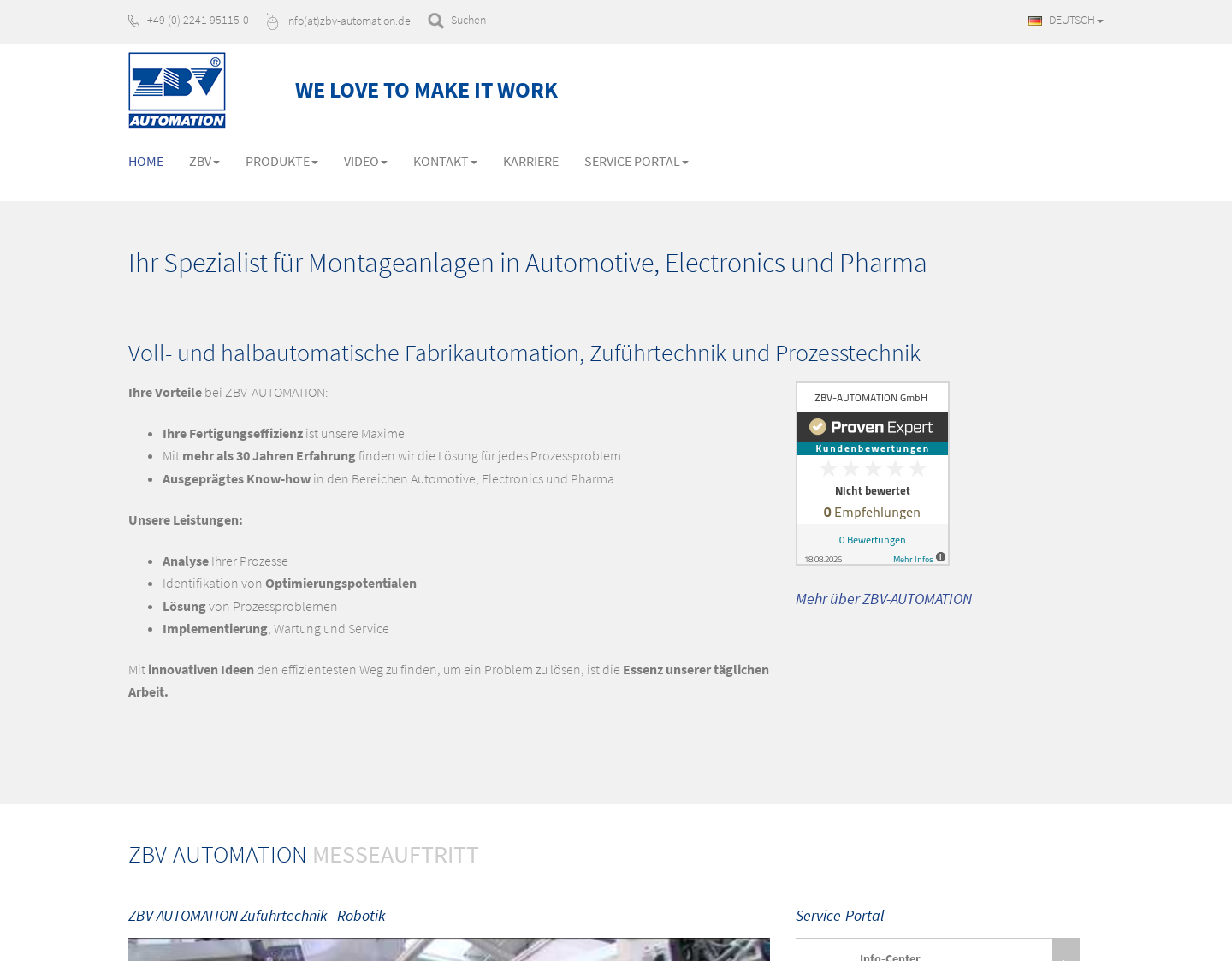 Aktuelle Website-Vorschau von ZBV-AUTOMATION GmbH