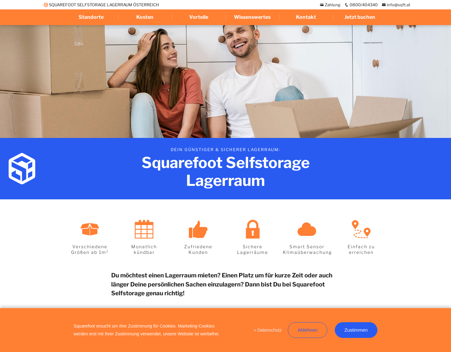 Aktuelle Website-Vorschau von Squarefoot Selfstorage Österreich