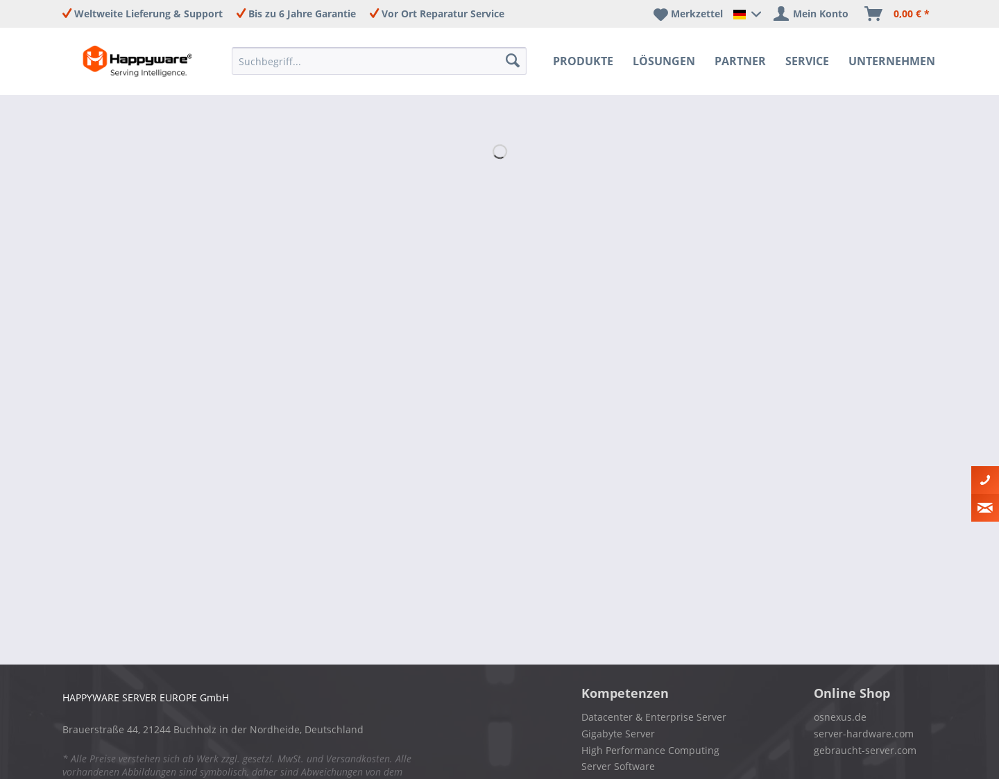 Aktuelle Website-Vorschau von Happyware Server Europe GmbH
