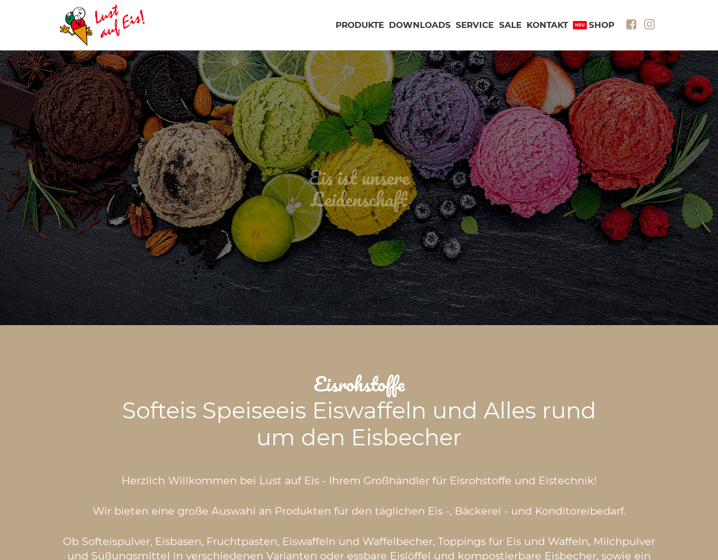 Aktuelle Website-Vorschau von Lust auf Eis GmbH