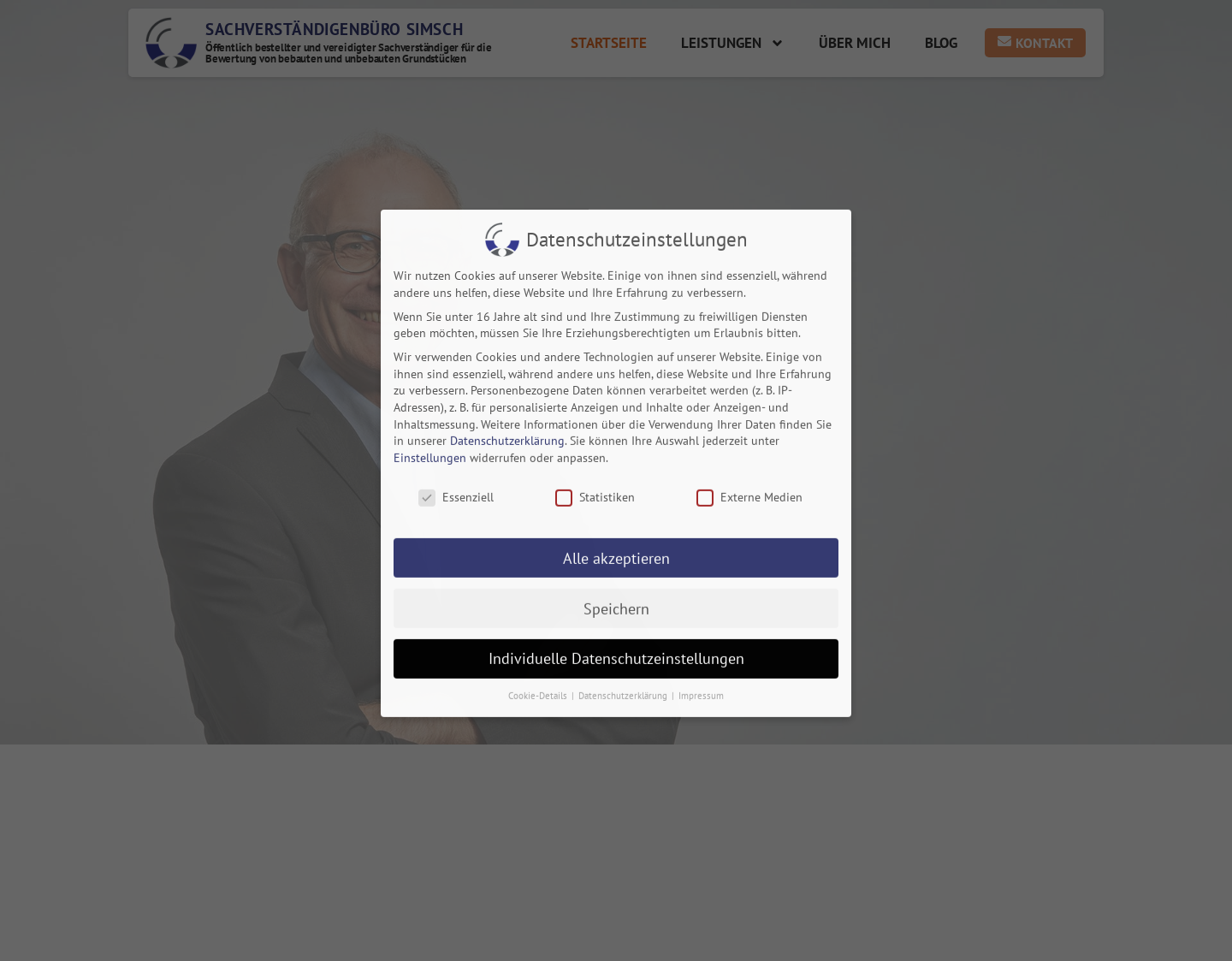 Aktuelle Website-Vorschau von Sachverständigenbüro Simsch