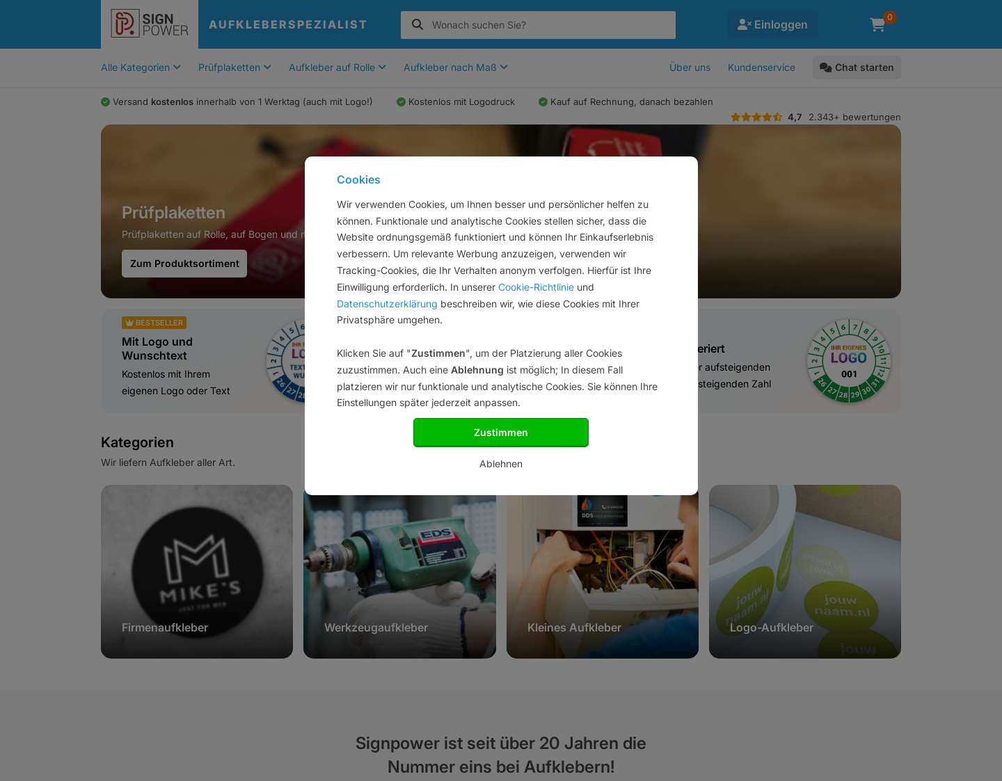Aktuelle Website-Vorschau von Signpower