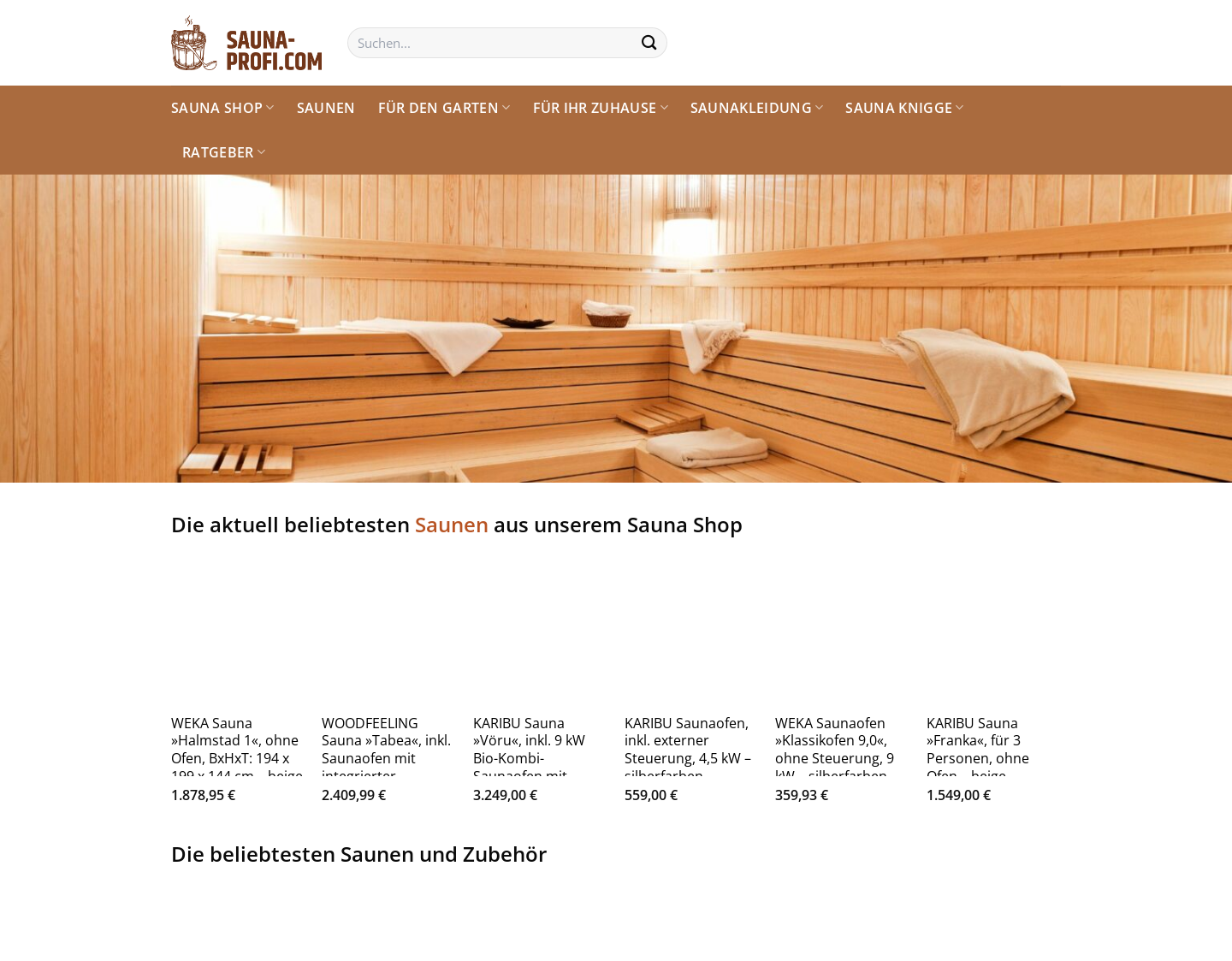 Aktuelle Website-Vorschau von Sauna & Wellness-Profi