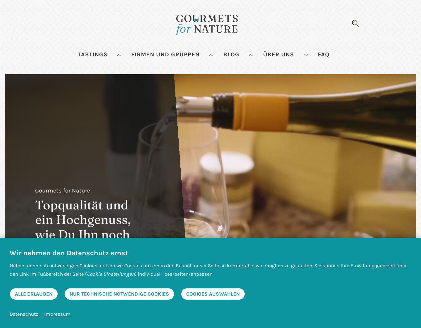 Aktuelle Website-Vorschau von Gourmets for Nature Weinseminare