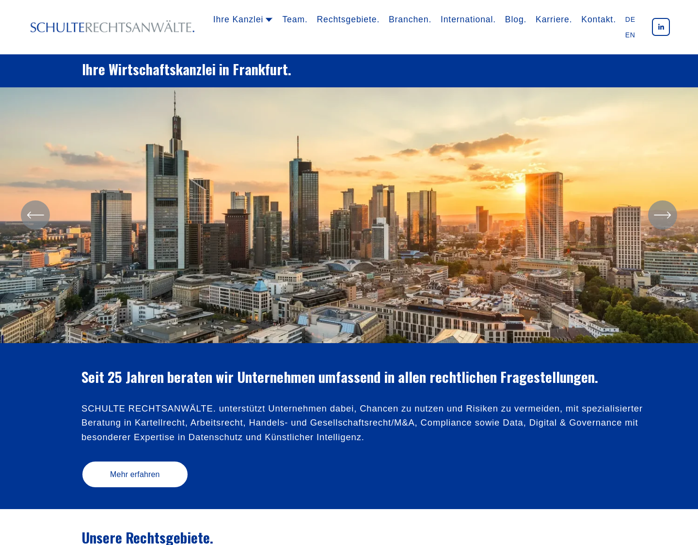 Aktuelle Website-Vorschau von Wirtschaftskanzlei in Frankfurt am Main - SCHULTE
