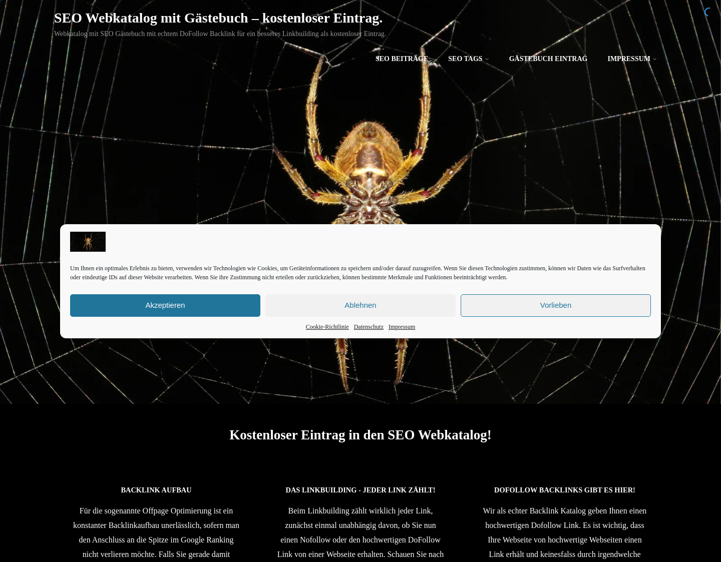 Aktuelle Website-Vorschau von Webkatalog mit DoFollow Backlinks