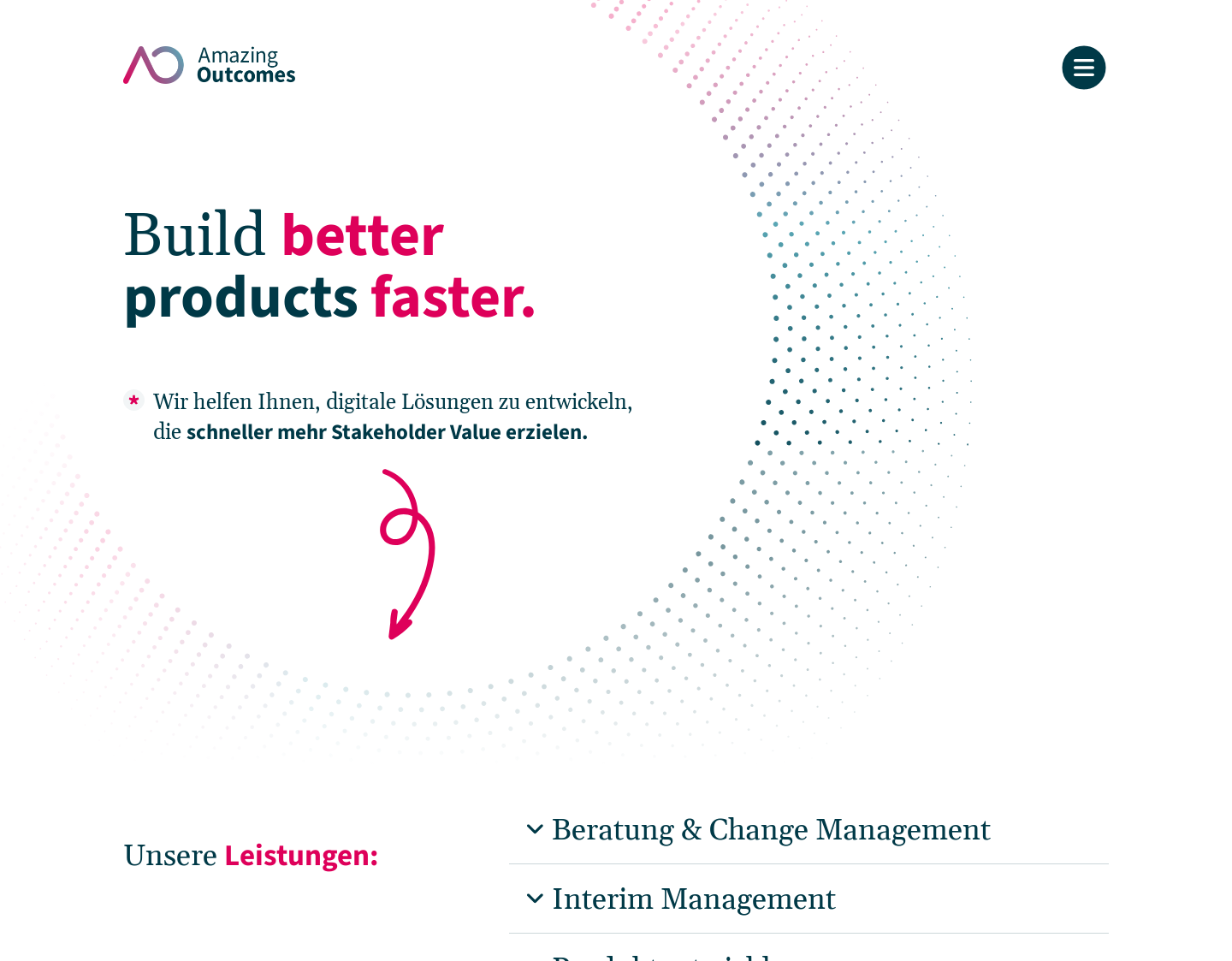 Aktuelle Website-Vorschau von Amazing Outcomes GmbH