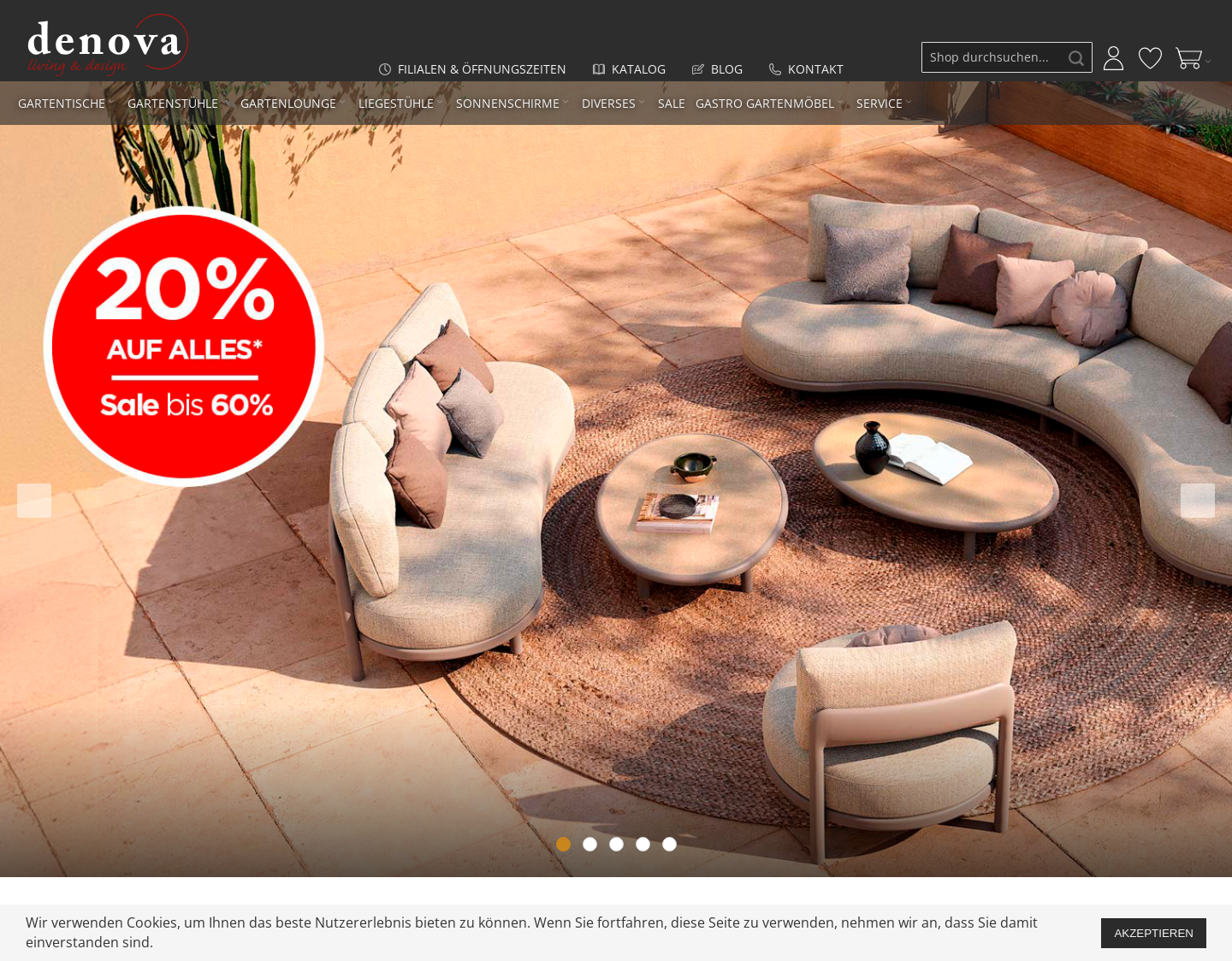 Aktuelle Website-Vorschau von Gartenmöbel von denova