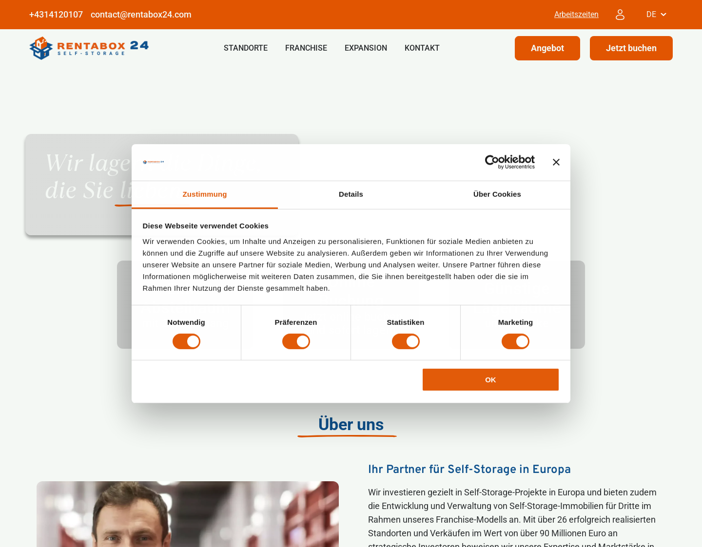 Aktuelle Website-Vorschau von Lagerflächen bei Top Box 1-50m²