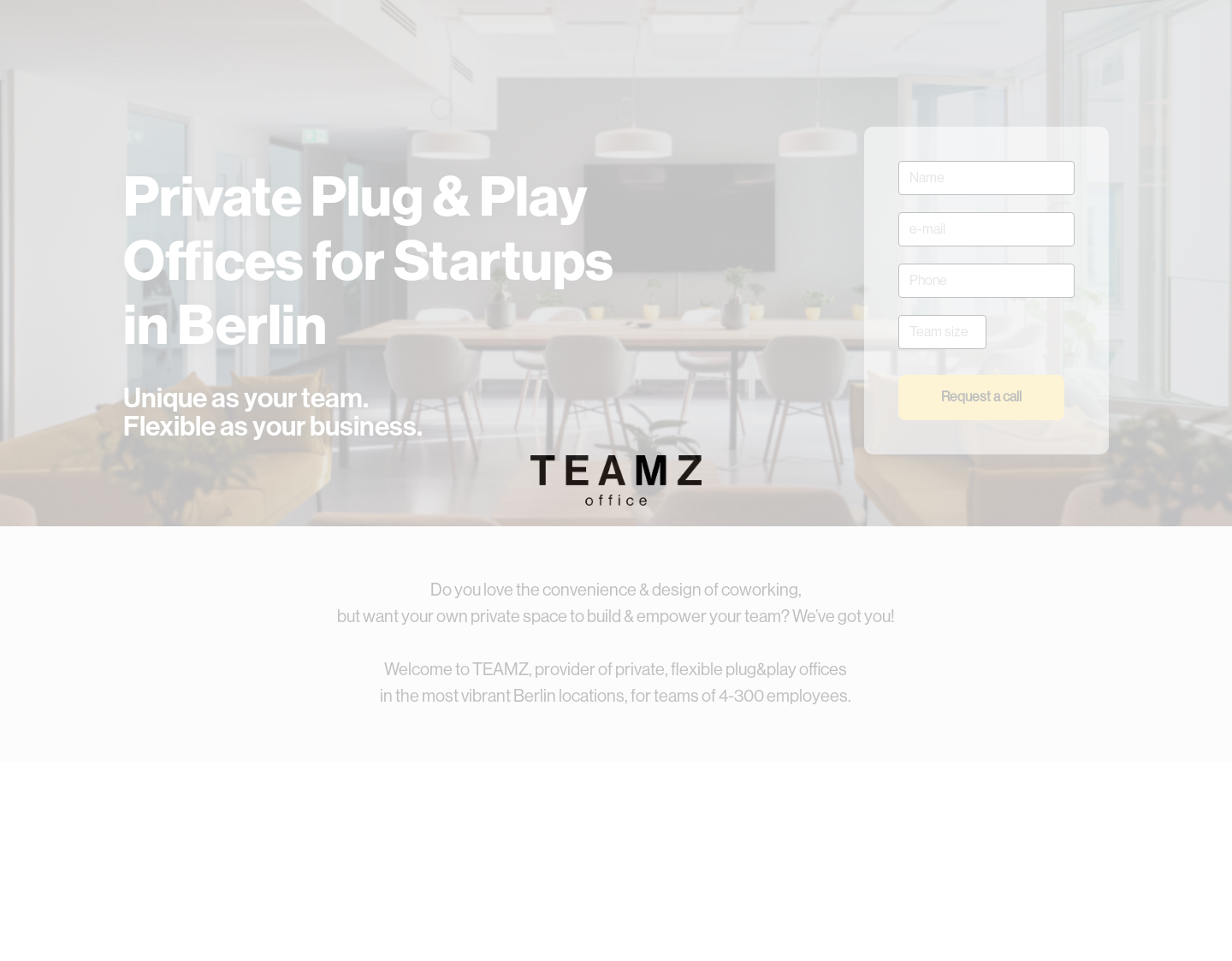 Aktuelle Website-Vorschau von TeamzOffice - Flexible Büros in Berlin