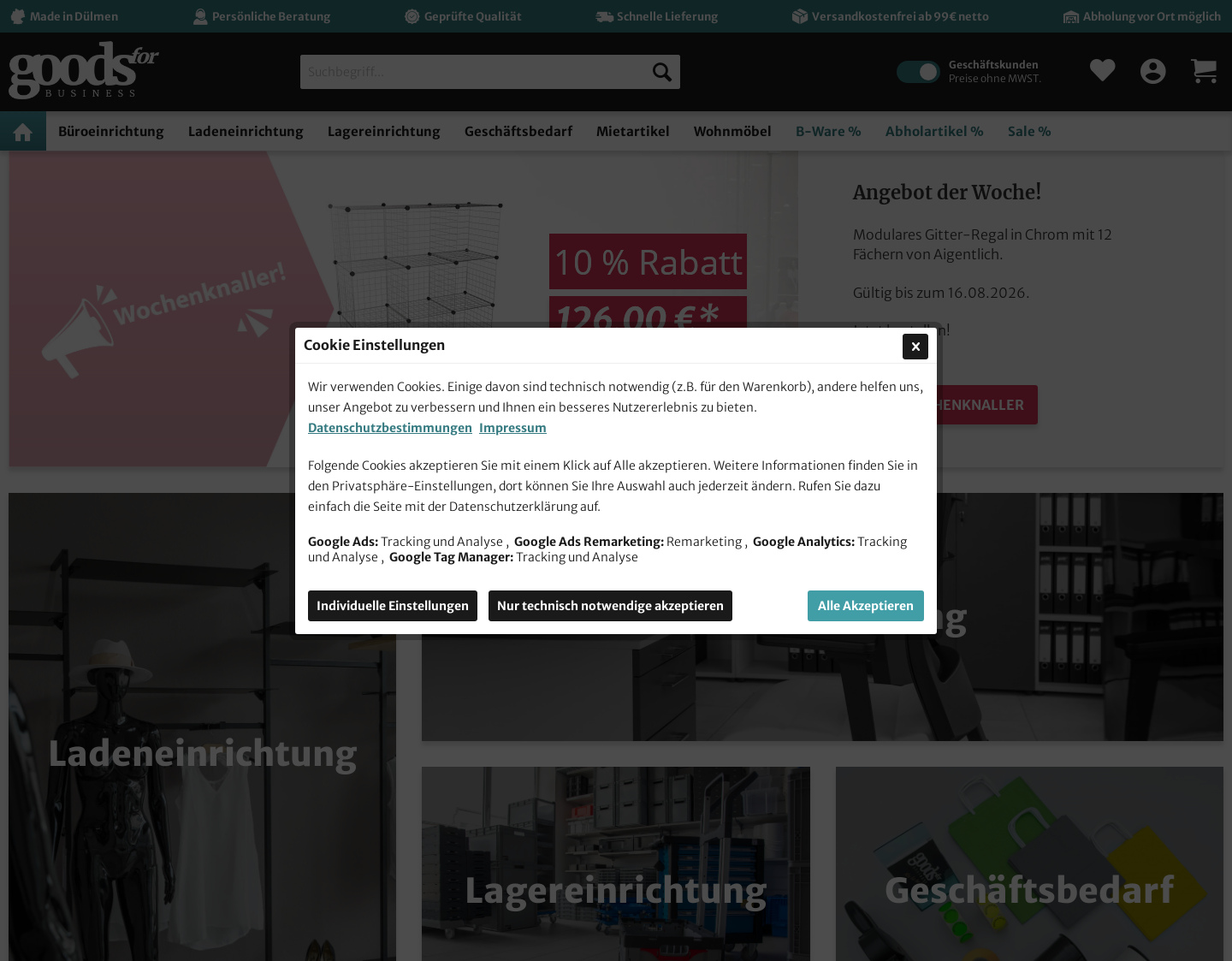 Aktuelle Website-Vorschau von goodsforbusiness GmbH