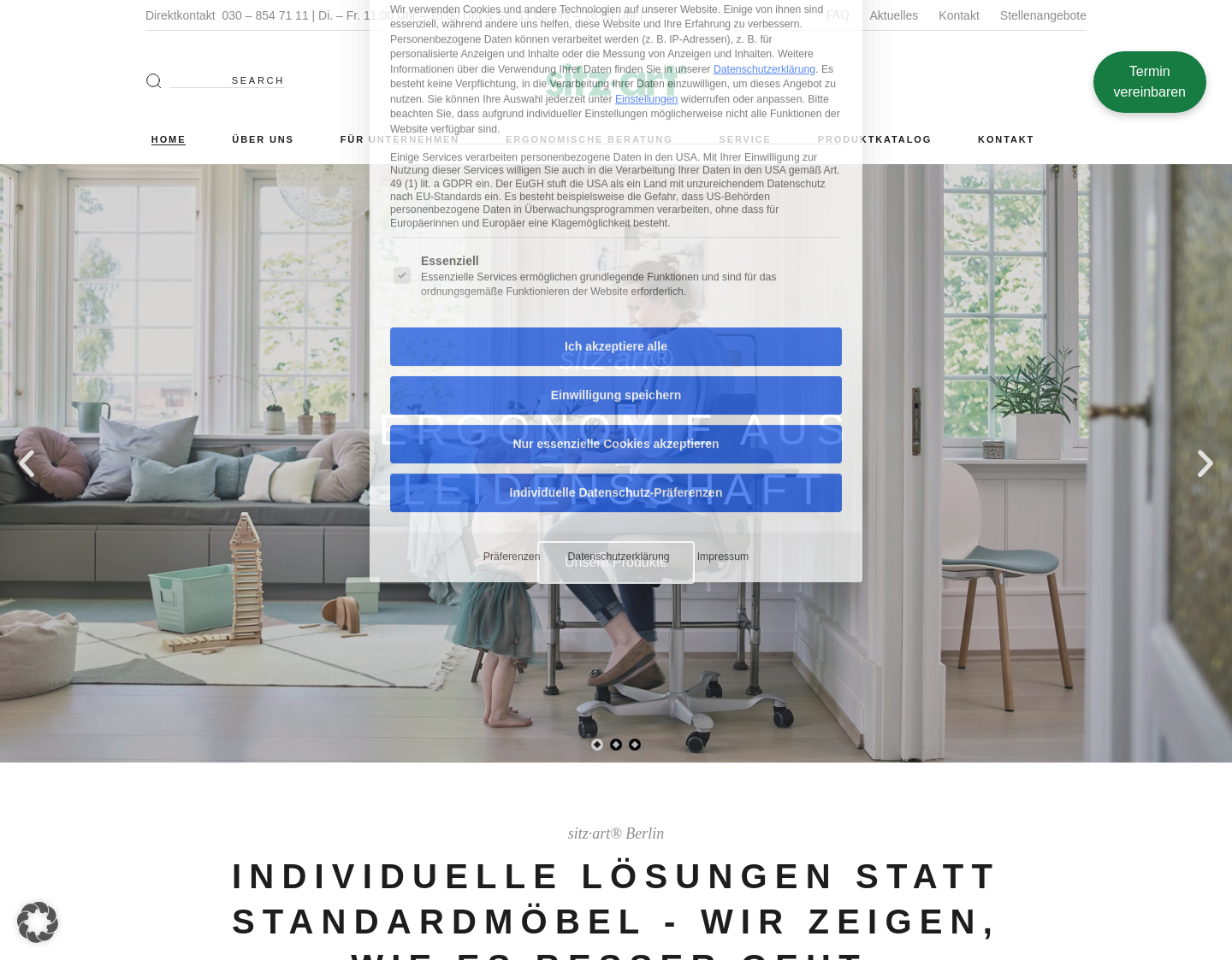 Aktuelle Website-Vorschau von sitz-art® ? Ergonomische Möbel Berlin