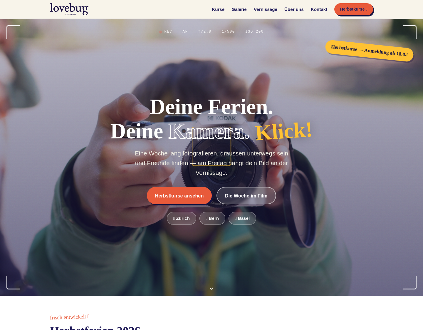 Aktuelle Website-Vorschau von Lovebug Fotostudio