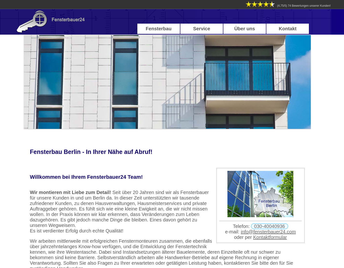Aktuelle Website-Vorschau von Fensterbau Team in Berlin und Potsdam