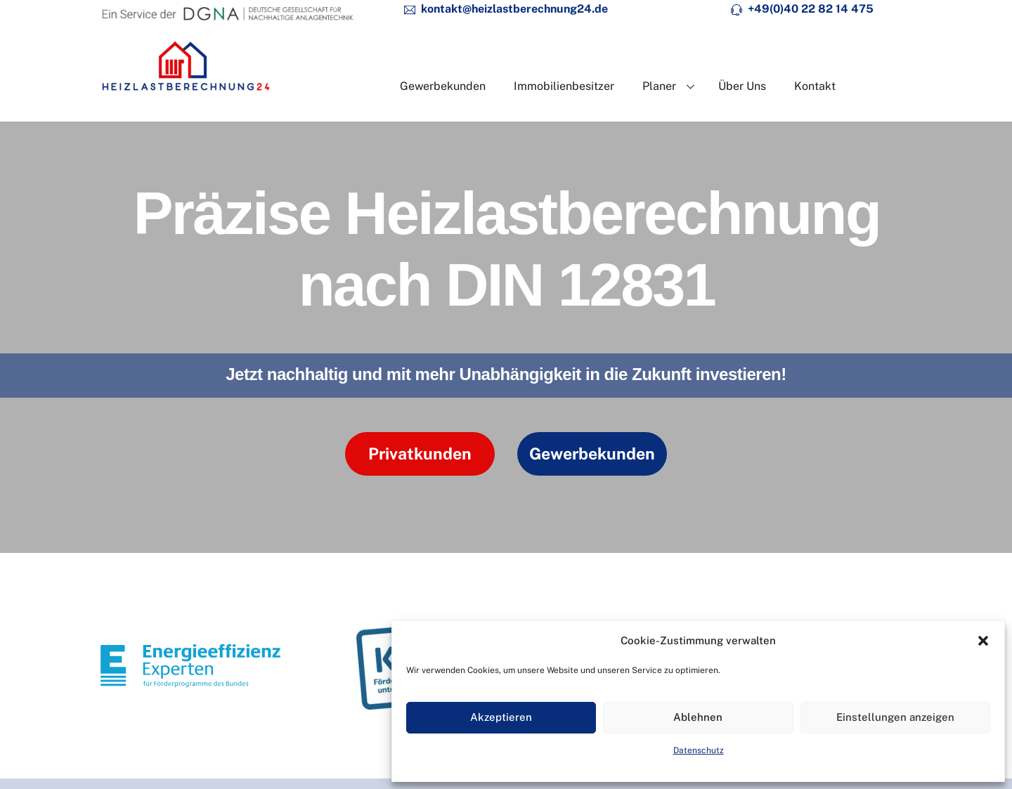 Aktuelle Website-Vorschau von Heizlastberechnung 24