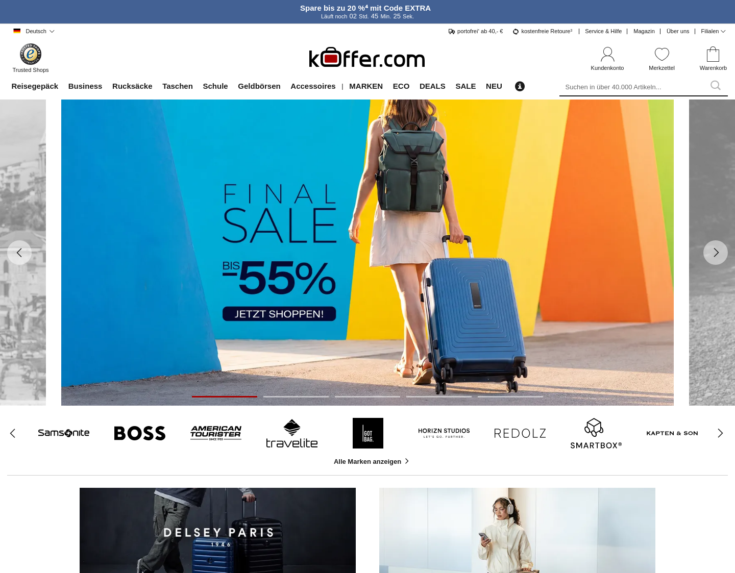 Aktuelle Website-Vorschau von Koffer, Trolley, Reisegepäck