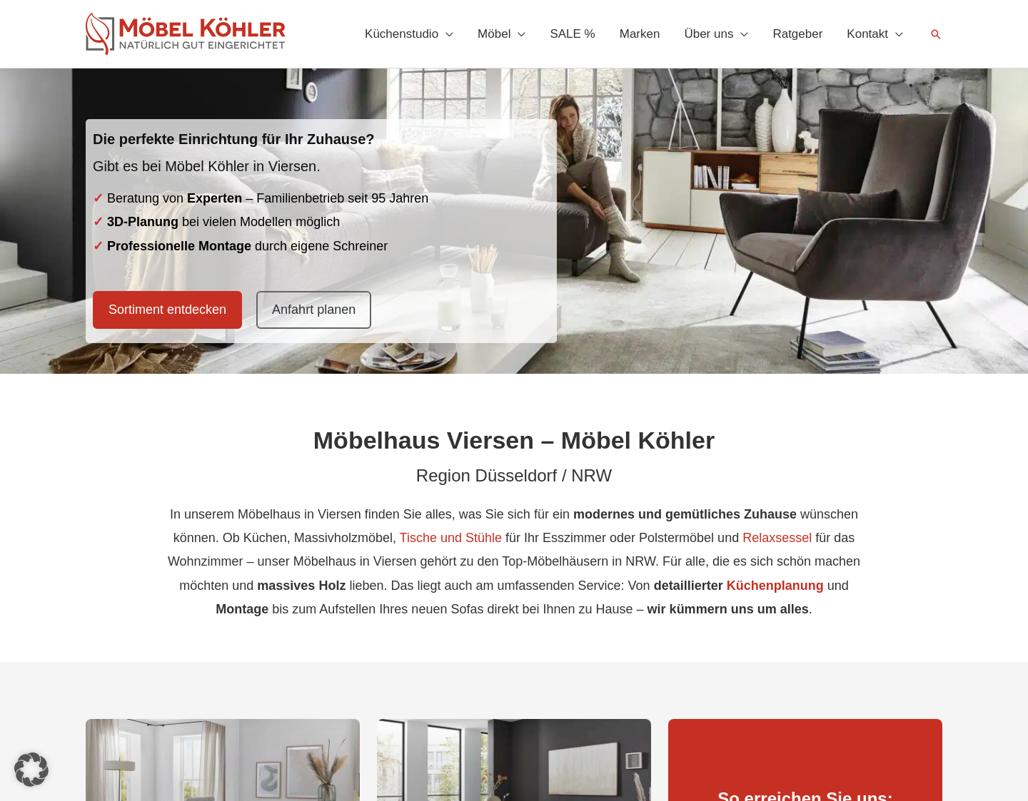 Aktuelle Website-Vorschau von Möbel Köhler - Exklusives Möbelhaus in NRW